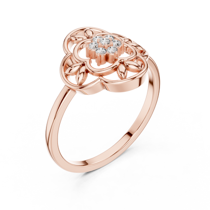 Lab Grown Diamond Vintage Inspired Floral Mandala Ring