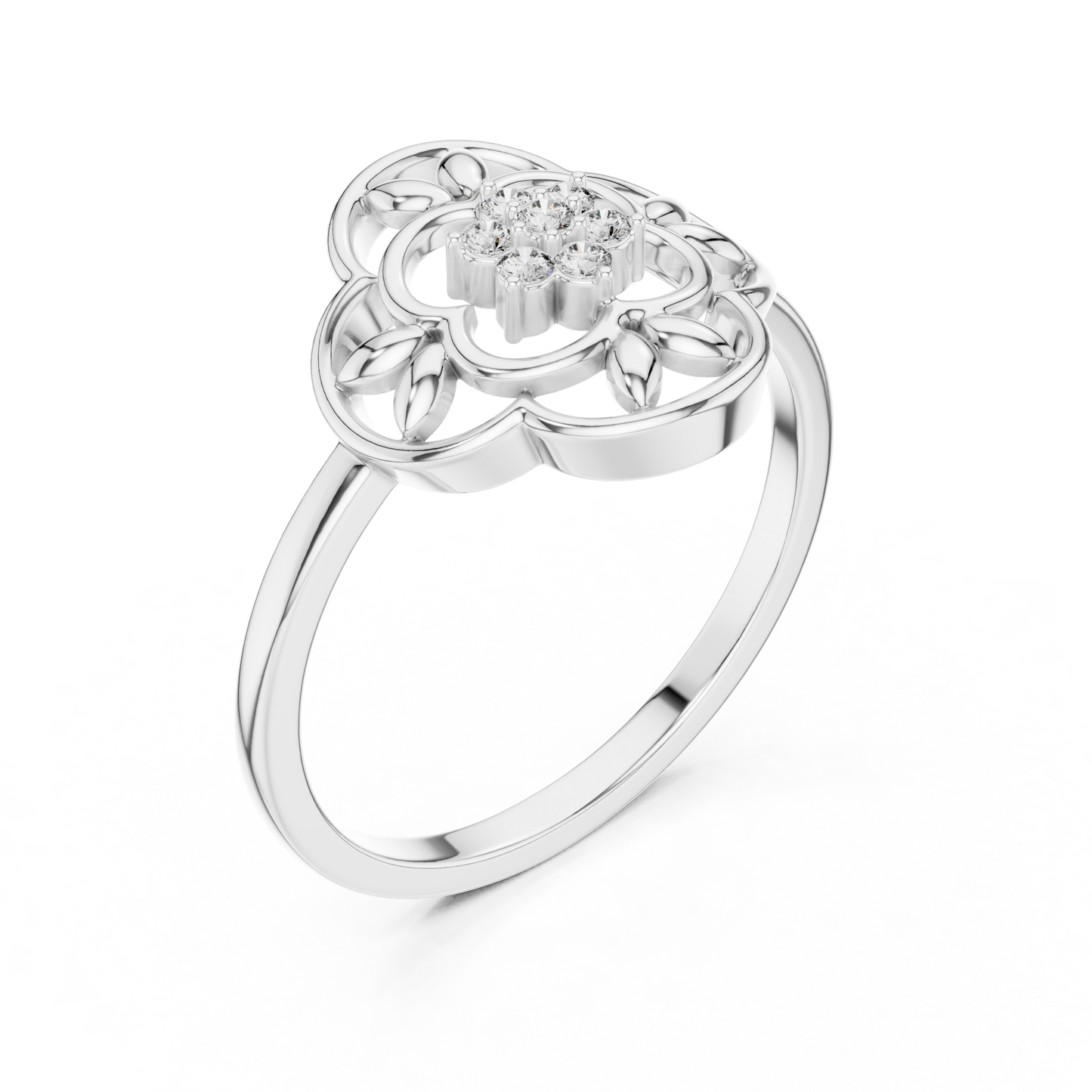 Lab Grown Diamond Vintage Inspired Floral Mandala Ring
