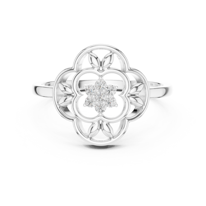 Lab Grown Diamond Vintage Inspired Floral Mandala Ring