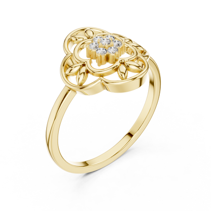 Lab Grown Diamond Vintage Inspired Floral Mandala Ring