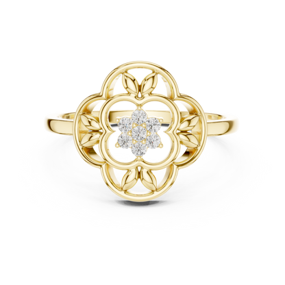 Lab Grown Diamond Vintage Inspired Floral Mandala Ring