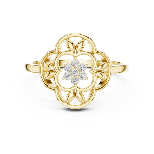 Lab Grown Diamond Vintage Inspired Floral Mandala Ring