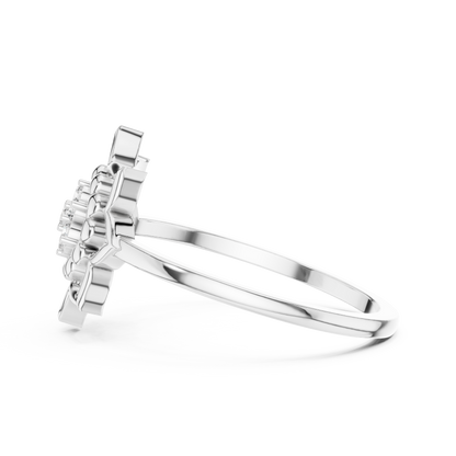 Round Cut Lab Grown Diamond Lotus Flower Ring
