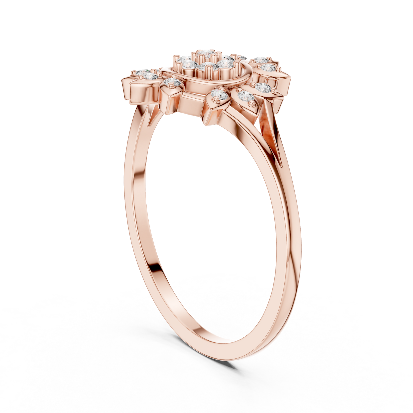 Sunburst Lab Grown Diamond Split Shank Ring
