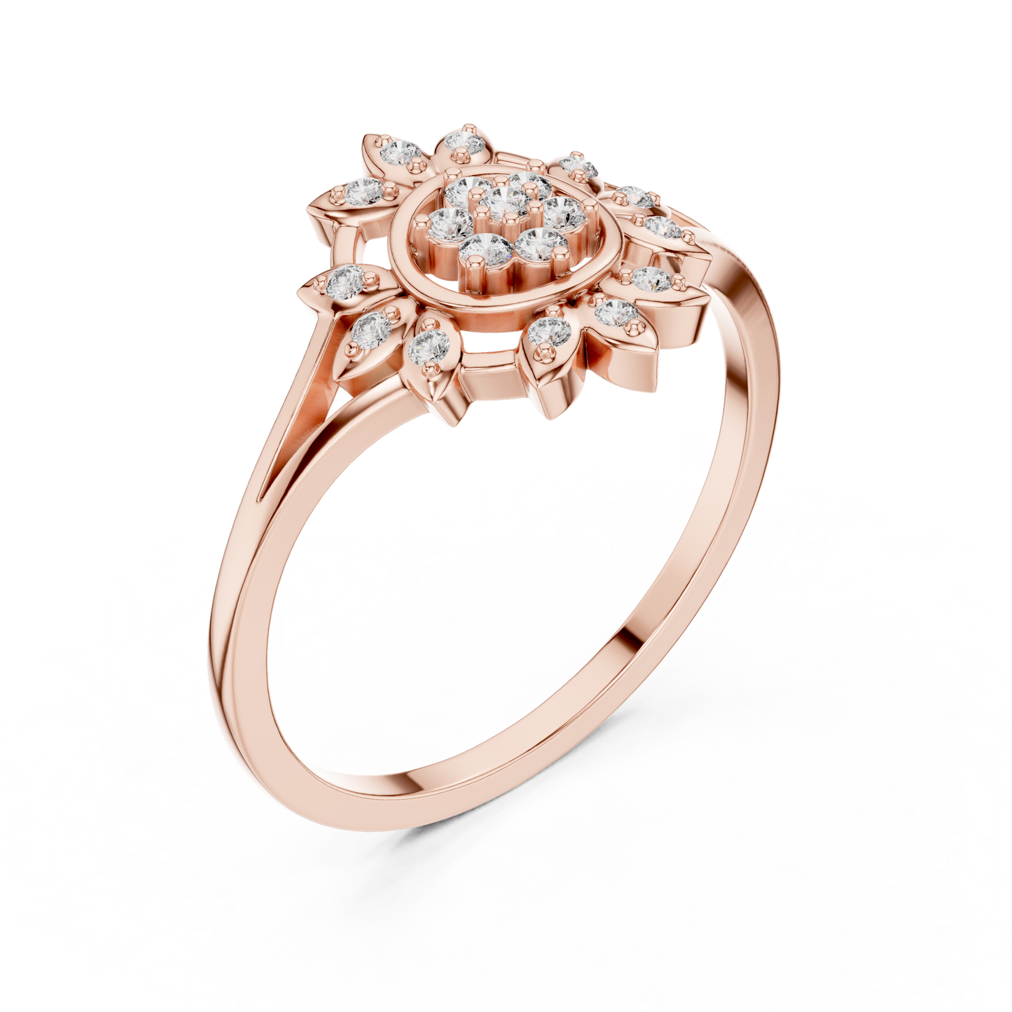 Sunburst Lab Grown Diamond Split Shank Ring
