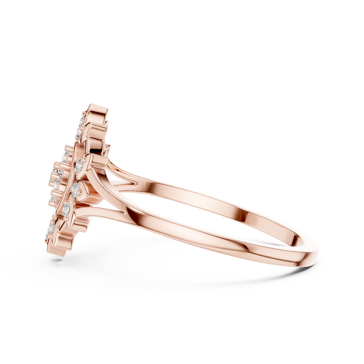 Sunburst Lab Grown Diamond Split Shank Ring