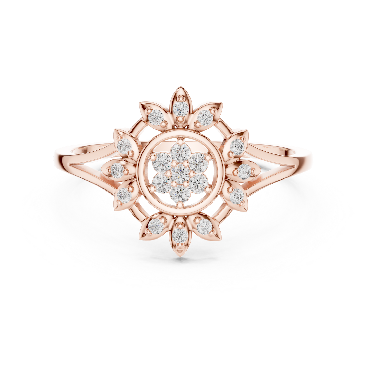 Sunburst Lab Grown Diamond Split Shank Ring