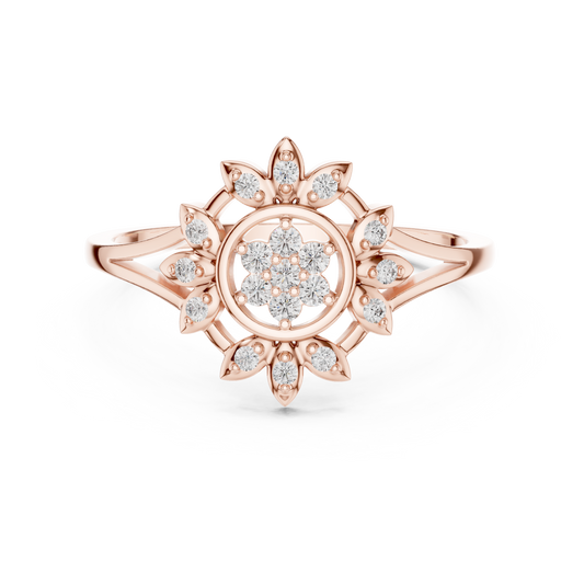 Sunburst Lab Grown Diamond Split Shank Ring