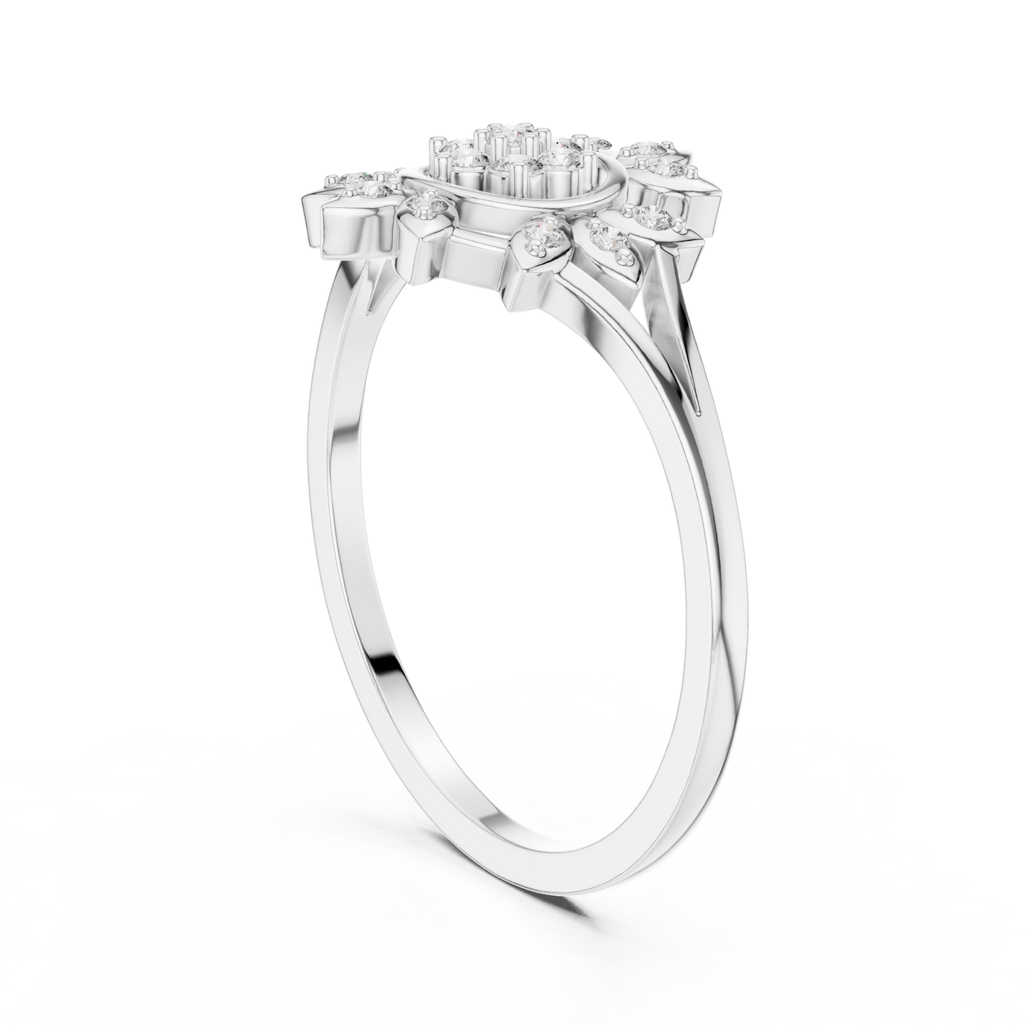 Sunburst Lab Grown Diamond Split Shank Ring