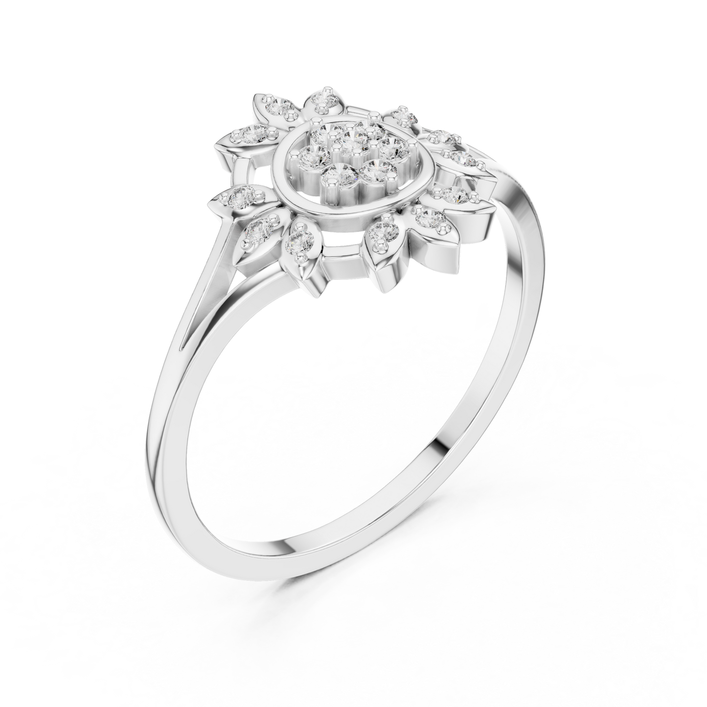 Sunburst Lab Grown Diamond Split Shank Ring