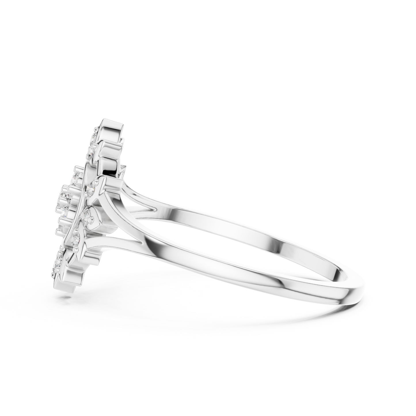 Sunburst Lab Grown Diamond Split Shank Ring