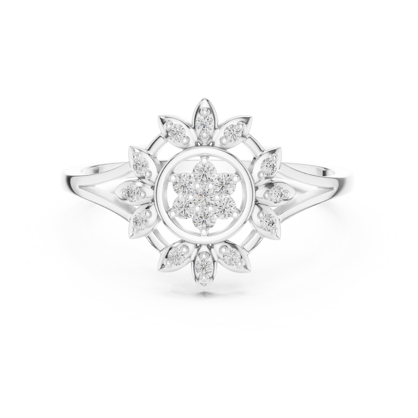 Sunburst Lab Grown Diamond Split Shank Ring