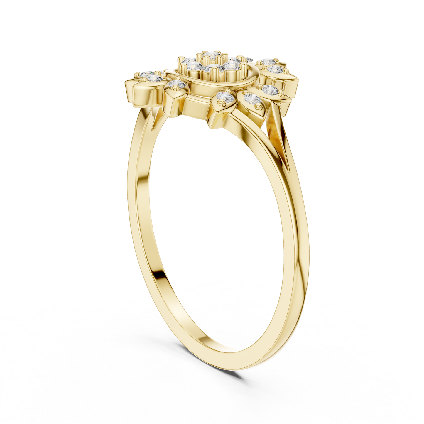 Sunburst Lab Grown Diamond Split Shank Ring