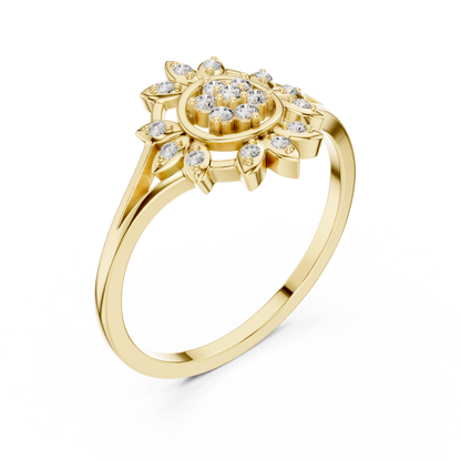 Sunburst Lab Grown Diamond Split Shank Ring