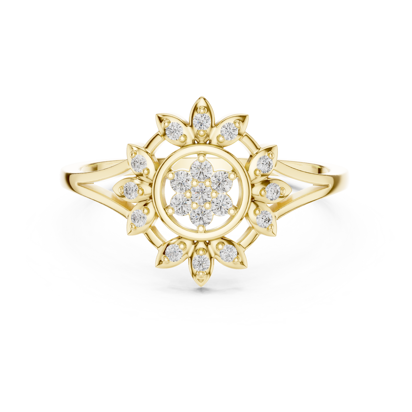 Sunburst Lab Grown Diamond Split Shank Ring