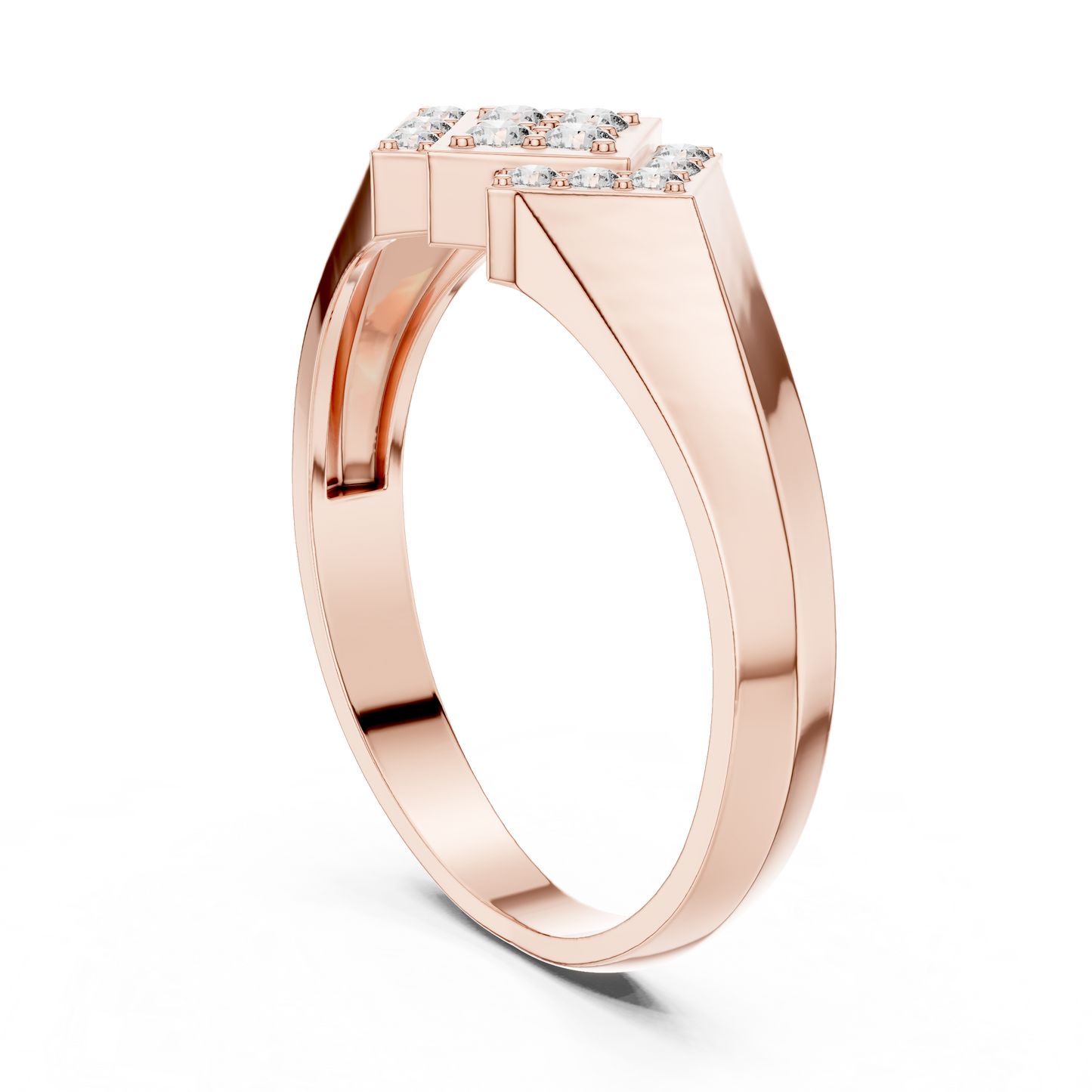 Geometric Lab Grown Diamond Signet Ring