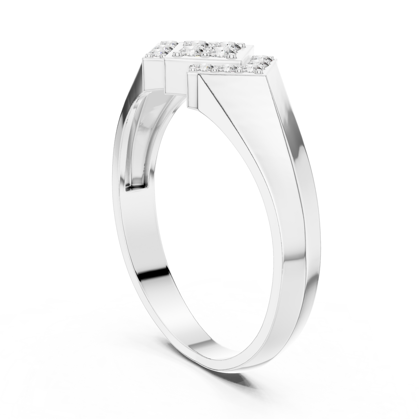 Geometric Lab Grown Diamond Signet Ring