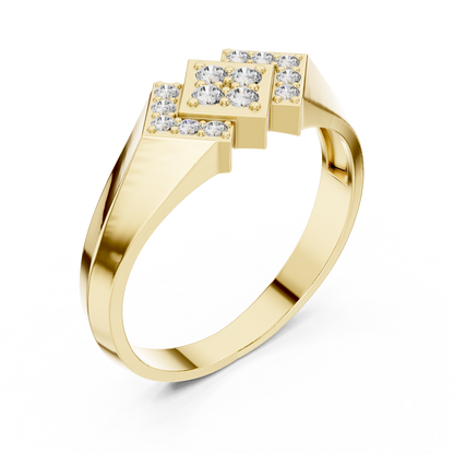Geometric Lab Grown Diamond Signet Ring