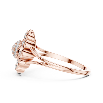 Floral Lab Grown Diamond Split Shank Ring in Rose Gold