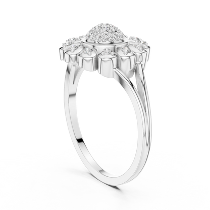 Floral Lab Grown Diamond Split Shank Ring in Rose Gold
