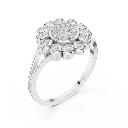 Floral Lab Grown Diamond Split Shank Ring in Rose Gold