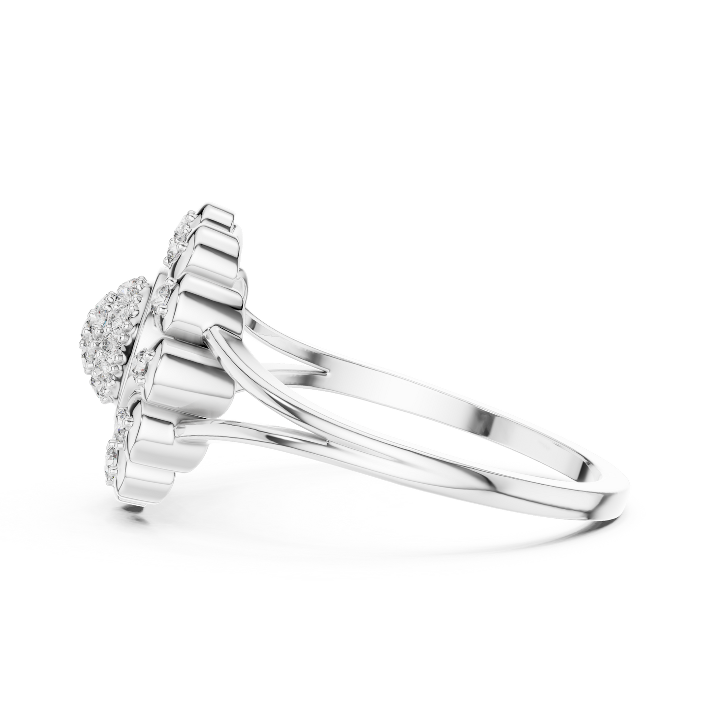 Floral Lab Grown Diamond Split Shank Ring in Rose Gold