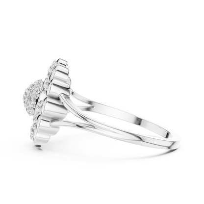 Floral Lab Grown Diamond Split Shank Ring in Rose Gold