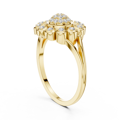 Floral Lab Grown Diamond Split Shank Ring in Rose Gold