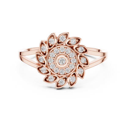 Gold Split Shank Flower Lab Grown Diamond Ring