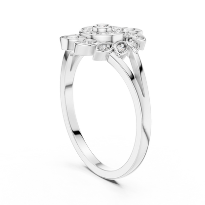 Gold Split Shank Flower Lab Grown Diamond Ring