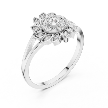 Gold Split Shank Flower Lab Grown Diamond Ring