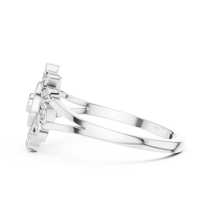 Gold Split Shank Flower Lab Grown Diamond Ring