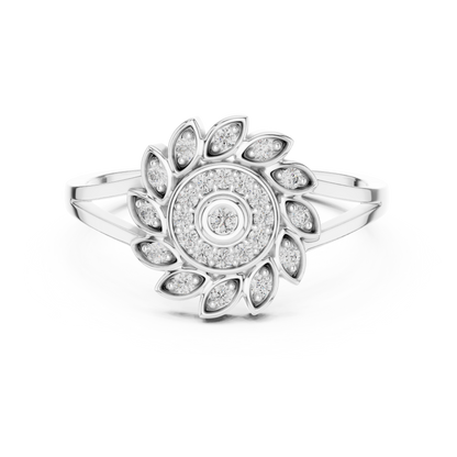 Gold Split Shank Flower Lab Grown Diamond Ring