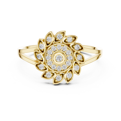 Gold Split Shank Flower Lab Grown Diamond Ring