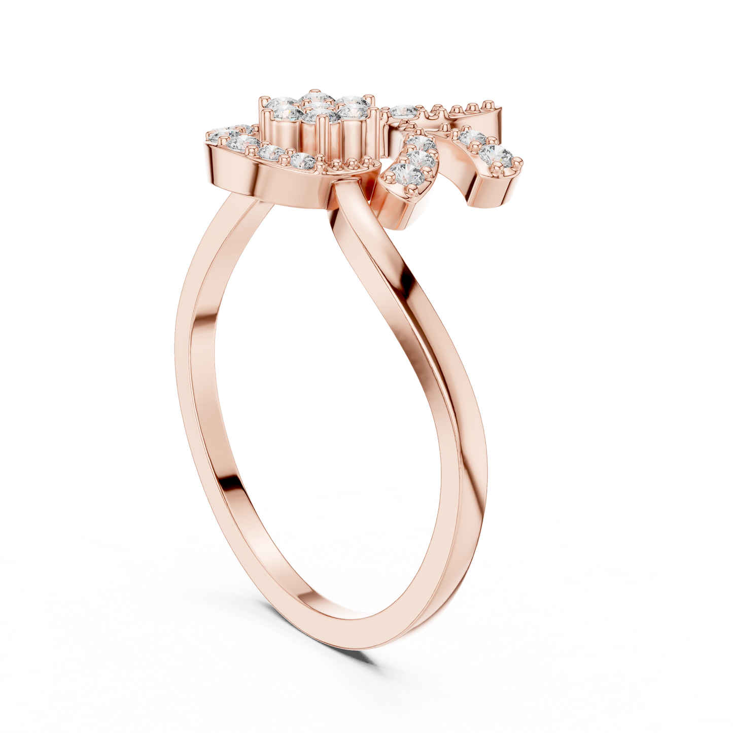 Unique Crescent Moon Inspired Lab Grown Diamond Ring