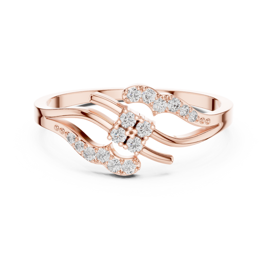 Rose Gold Swirl Cluster Lab Grown Diamond Ring