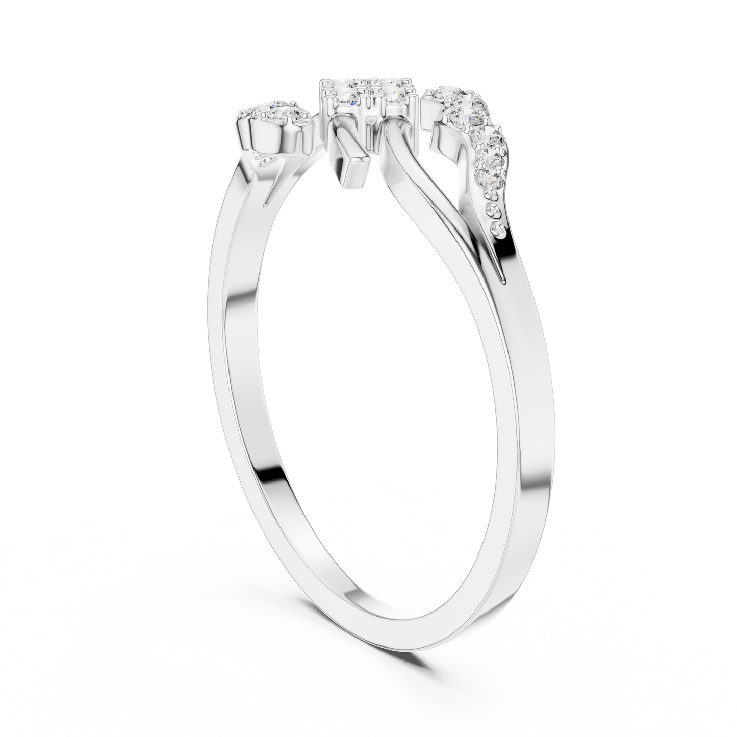 Rose Gold Swirl Cluster Lab Grown Diamond Ring