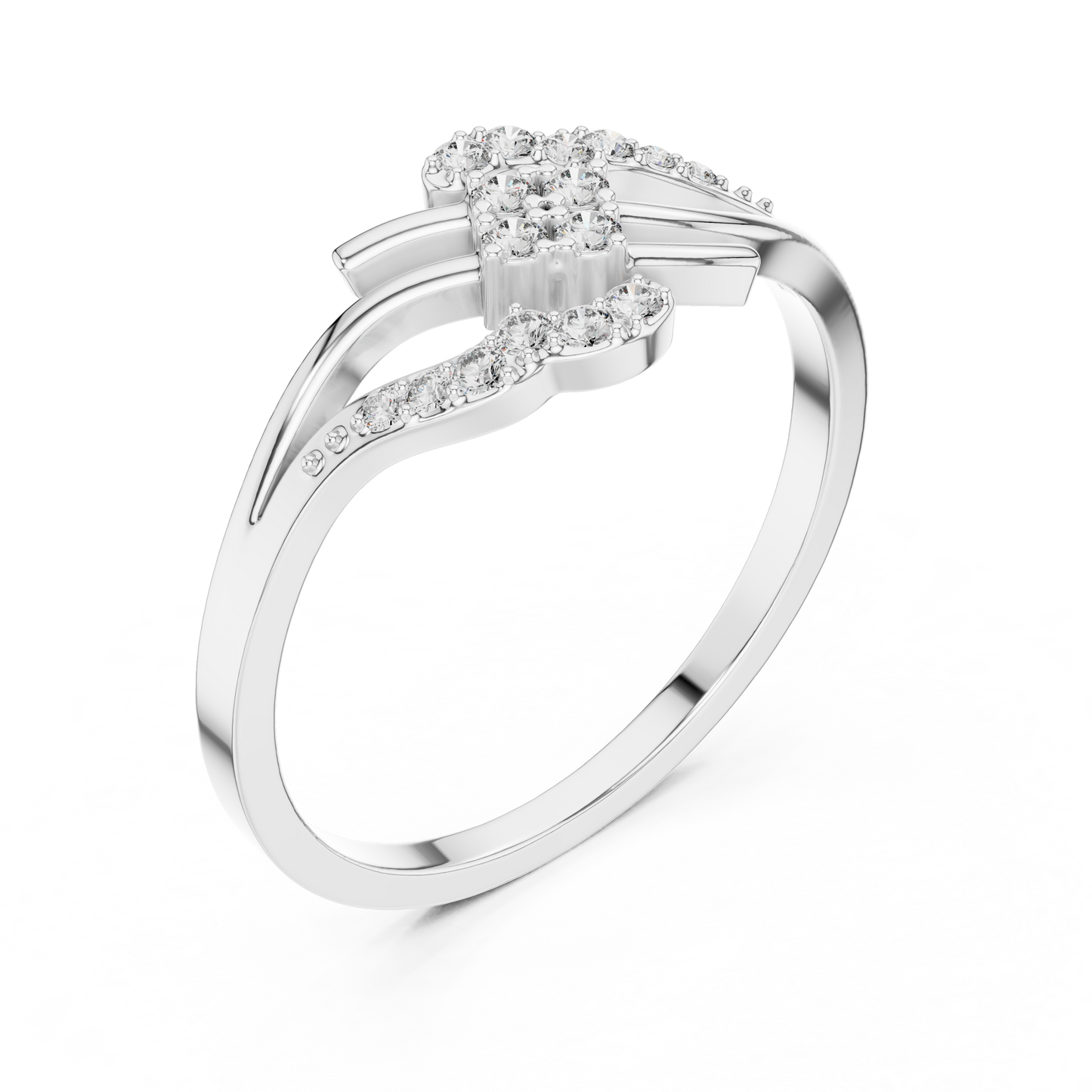 Rose Gold Swirl Cluster Lab Grown Diamond Ring