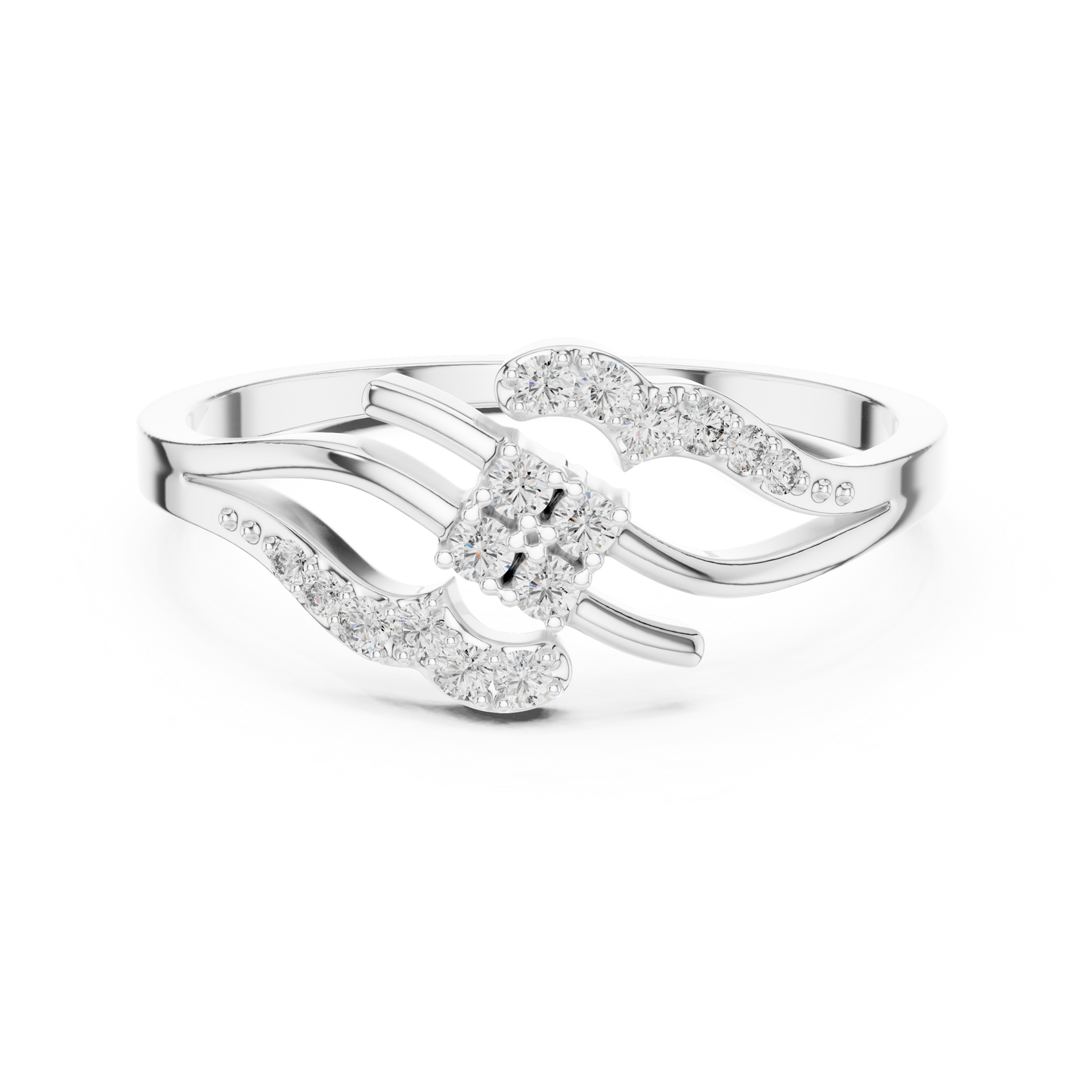 Rose Gold Swirl Cluster Lab Grown Diamond Ring