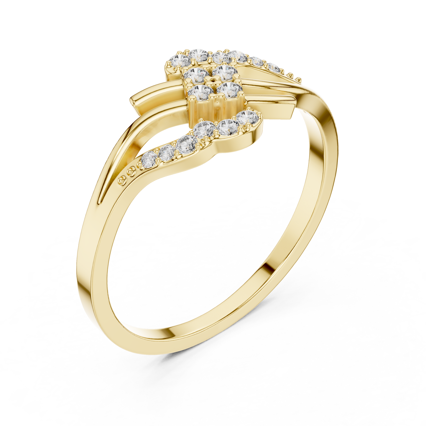 Rose Gold Swirl Cluster Lab Grown Diamond Ring