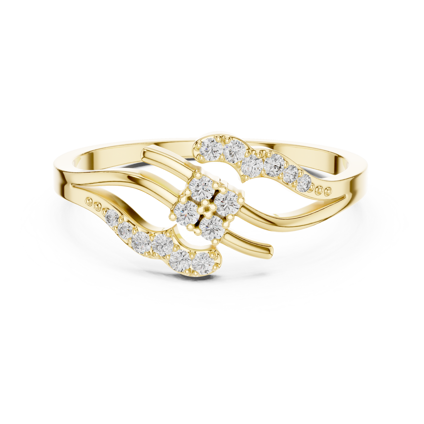 Rose Gold Swirl Cluster Lab Grown Diamond Ring