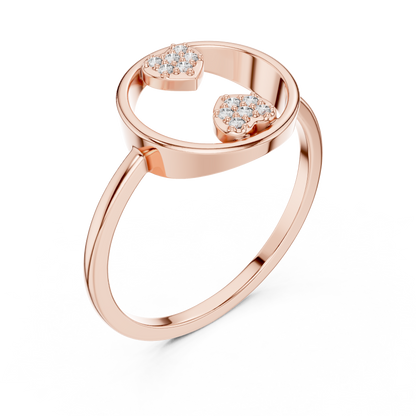 Round Lab Grown Diamond Double Heart Ring