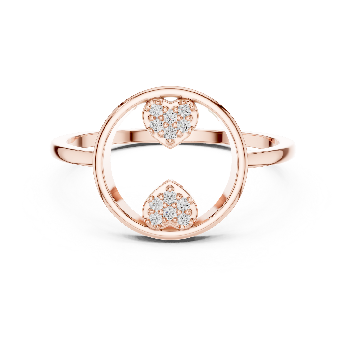Round Lab Grown Diamond Double Heart Ring