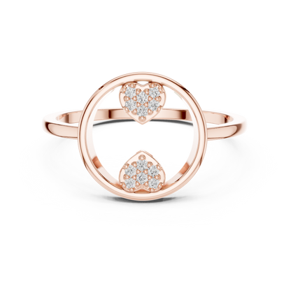 Round Lab Grown Diamond Double Heart Ring