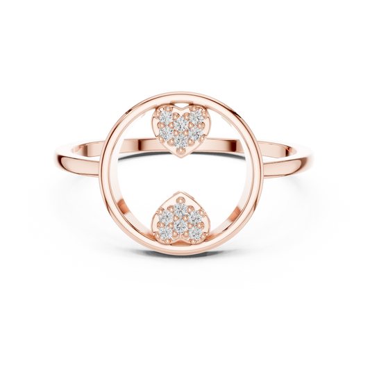 Round Lab Grown Diamond Double Heart Ring