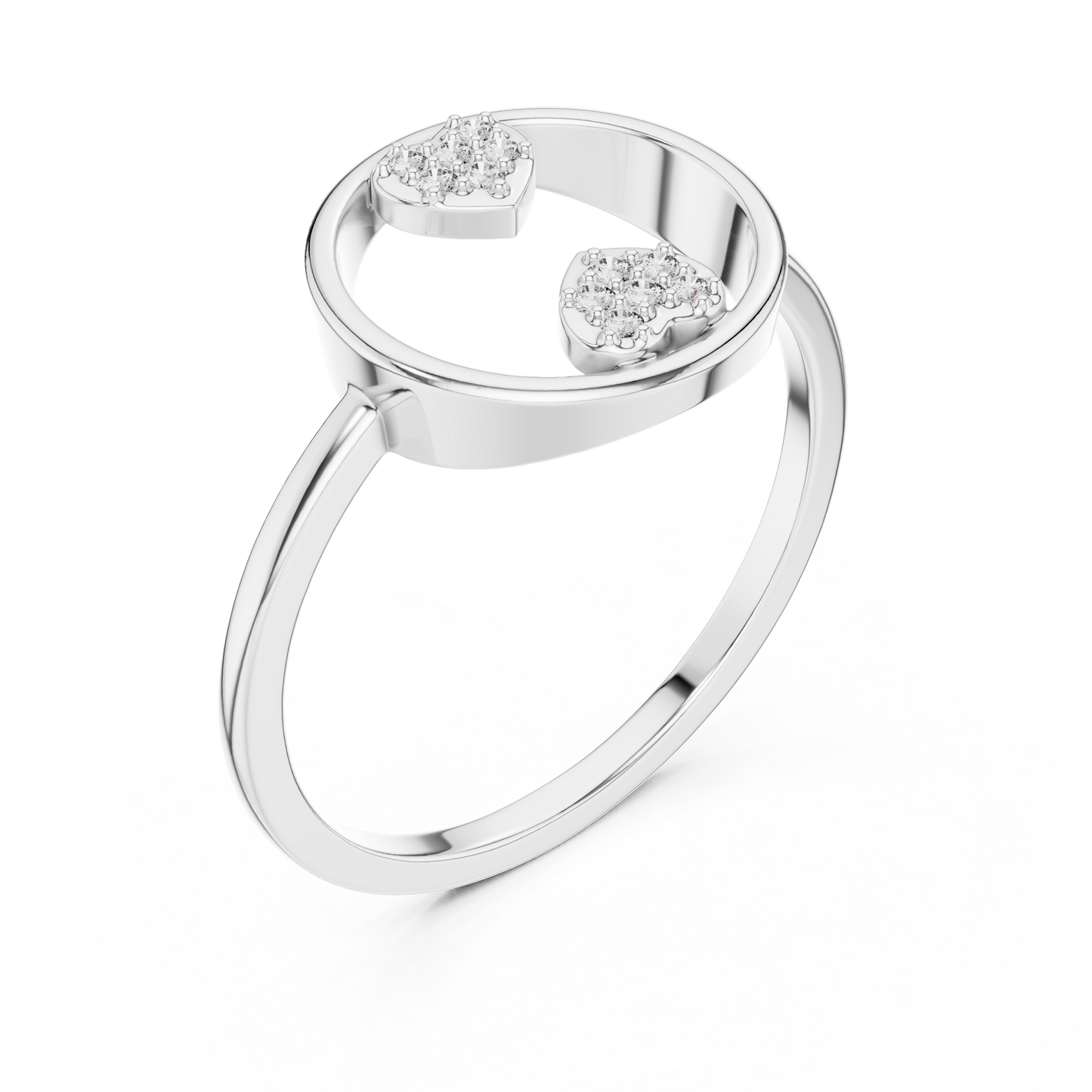 Round Lab Grown Diamond Double Heart Ring