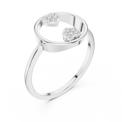 Round Lab Grown Diamond Double Heart Ring