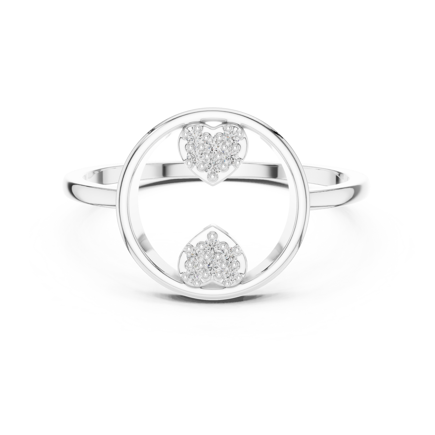 Round Lab Grown Diamond Double Heart Ring