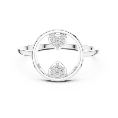 Round Lab Grown Diamond Double Heart Ring