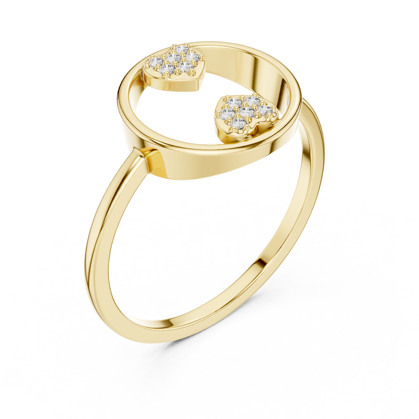 Round Lab Grown Diamond Double Heart Ring